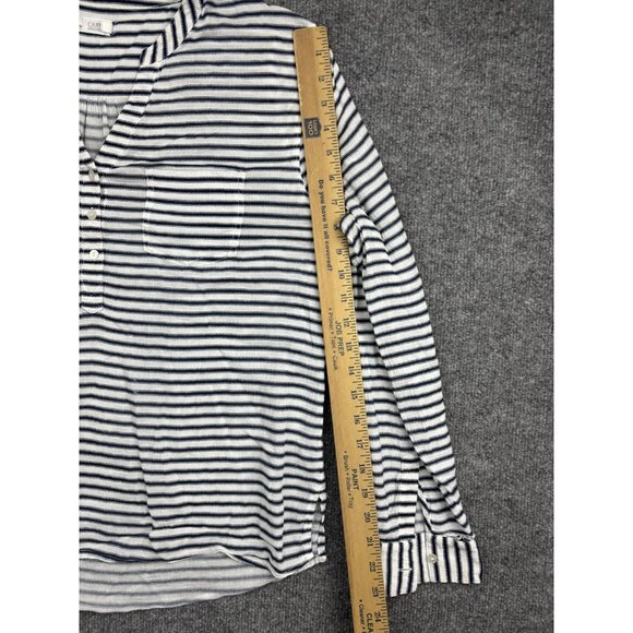 Carve Designs Shirt Womens Medium Navy Stripe Long Sleeve Henley Top Casual - Picture 5 of 7